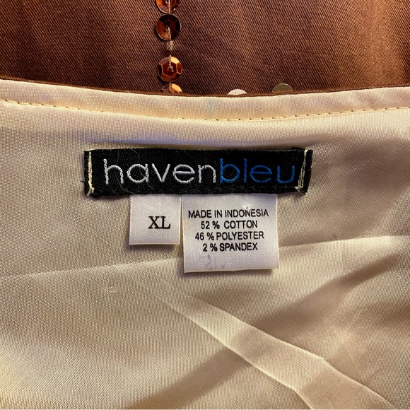 NEW! HAVEN BLEU Gold Sequined Skirt Color Aztec Brown Gold Size XL - Picture 5 of 5